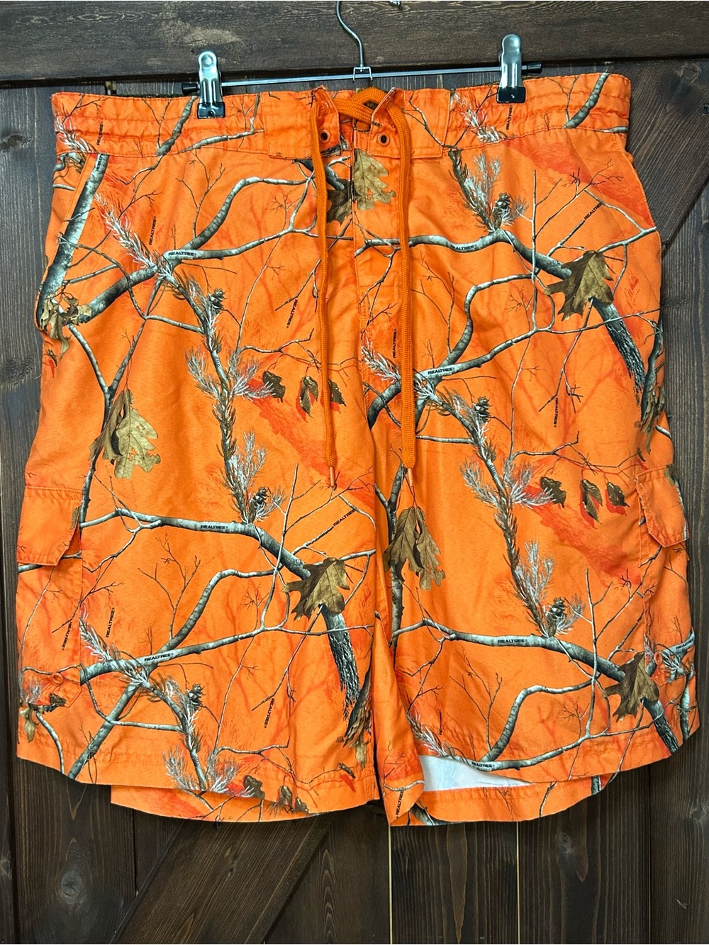 Men's High-Visibility Orange Camo Cargo Shorts